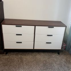 dark brown dresser and night stand 