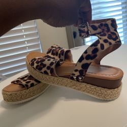 Cheetah Print Wedges -Size 10 - Used 