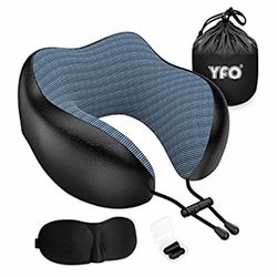 YFO 100% Memory Foam Breathable & Comfortable Travel Pillow, Compact Leather.