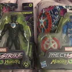 BLACK PANTHER AND CAPTAIN AMERICA MONSTER HUNTER MECHSTRIKE FIGURES NEW