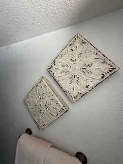 Distressed Tin Ceiling Tile Wall Decor Set of 2