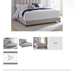 Colante Queen Upholstered Bed with Square Button Tufting
