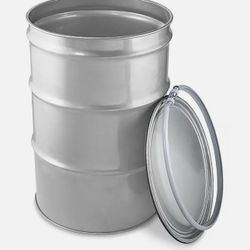 Open Top Stainless Steel Drum with Lid - 55 Gallon