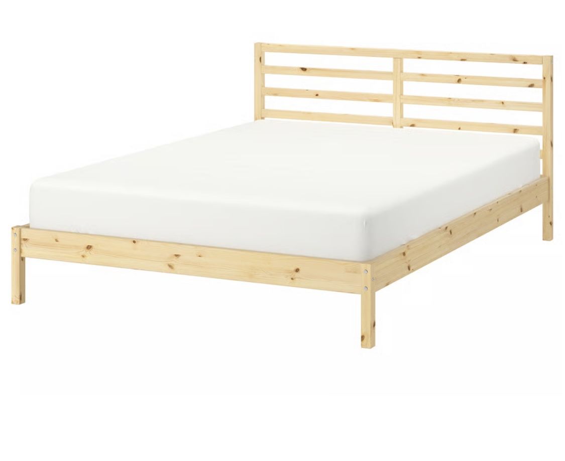 TARVA Bed frame, pine/Luröy, Queen