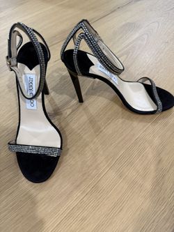Jimmy Choo black evening sandals with rhinestones size 35 1/2