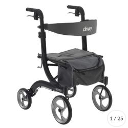 4 Wheeler Walker Drive brand Roller With Seat Locking Wheels Storage Bag Standing Seated Foldable Great Condition health elderly wellness