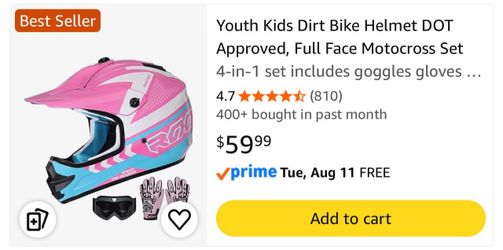 Youth Kids Dirt Bike Helmet DOT Approved, Full Face Motocross Set