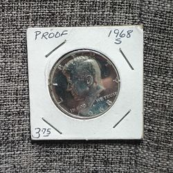 1968 S Proof Silver Kennedy Half Dollar Coin 50 Cent from Proof Set