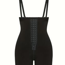 Front Buckle Shapewear Romper, Lace Trim Tummy Control & Butt Lifting Shaper, Women's Underwear & Shapewear