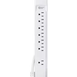 Commercial Electric 6 ft. 7-Outlet Surge Protector with USB in White