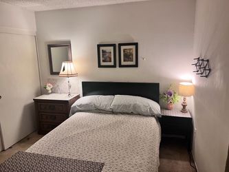Full/Queen Bed with Headboard & Pull out 2 Storage Drawers