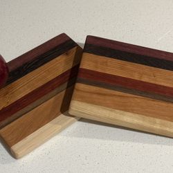 Pair Of Exotic Hardwood Trivets / Small Cutting Boards