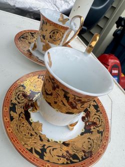 Ornate Gold and Black Porcelain espresso royal bone china