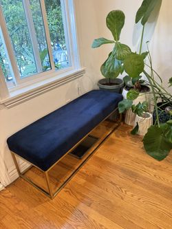 WEST ELM VELVET BENCH 