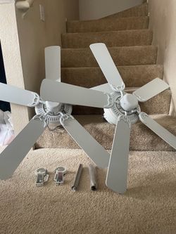 White Ceiling Fans with Hardware – Set of 2