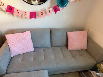 Gray Tufted Fabric Sofa
