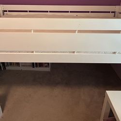 Loft Bed, white wood, great shape. Mattress included. 