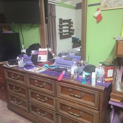 Solid Wood. 9 drawer dresser with mirror.