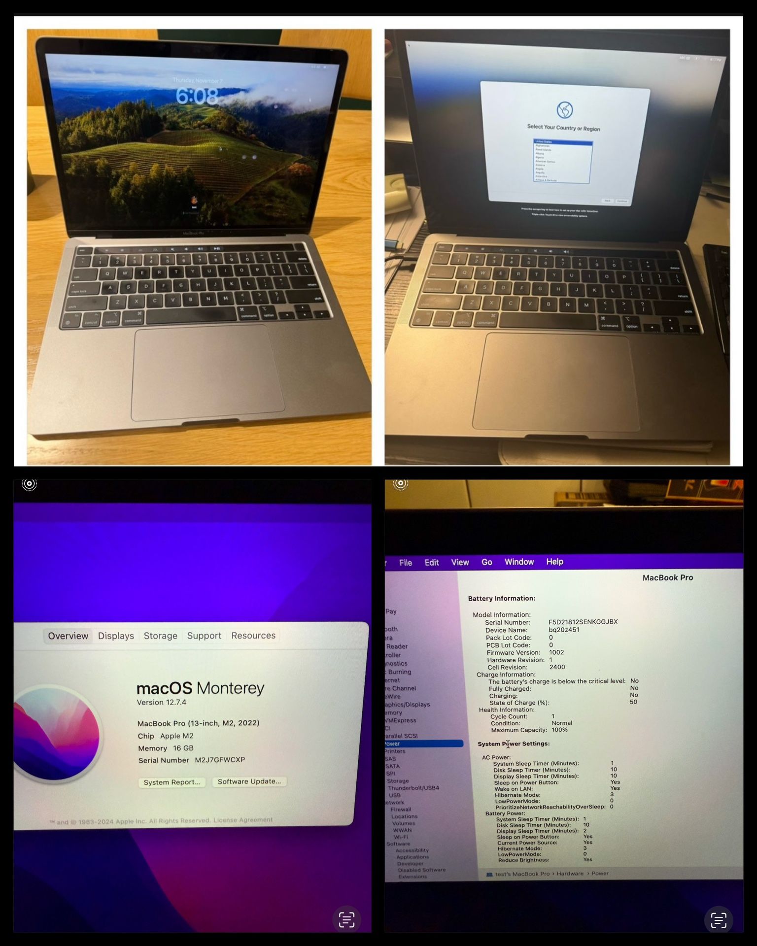 M2 13inch MacBook Pro 2 Tb Flash 16GB Ram