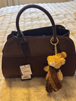 Nordstrom Chocolate Suede Structured Handbag
