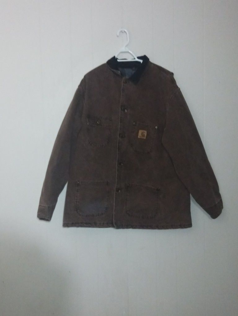 Carhartt C02 CHT Brown Canvas Blanket Lined Jacket XL