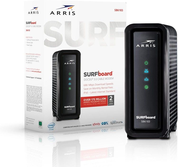 ARRIS SURFboard mAX Pro (16x4) DOCSIS 3.0 Cable Modem SB6183 Black