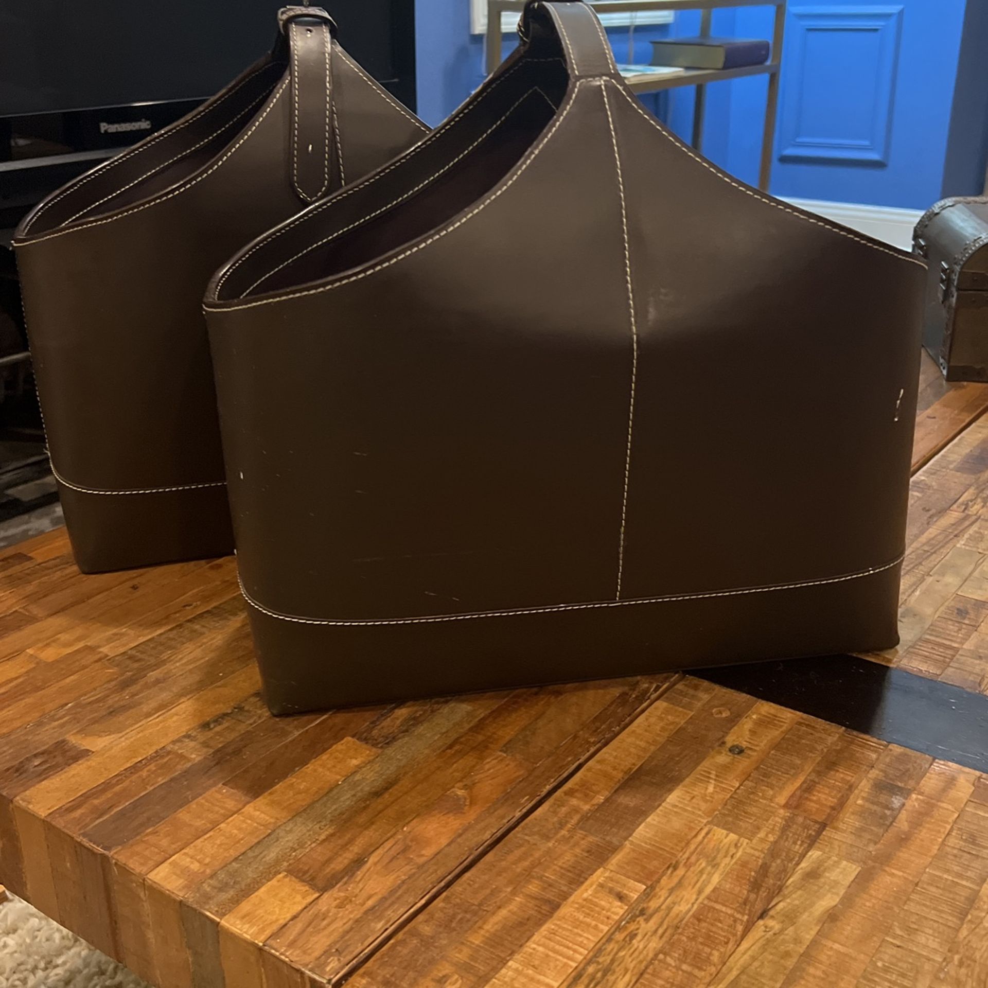 Real Leather Magazine Rack