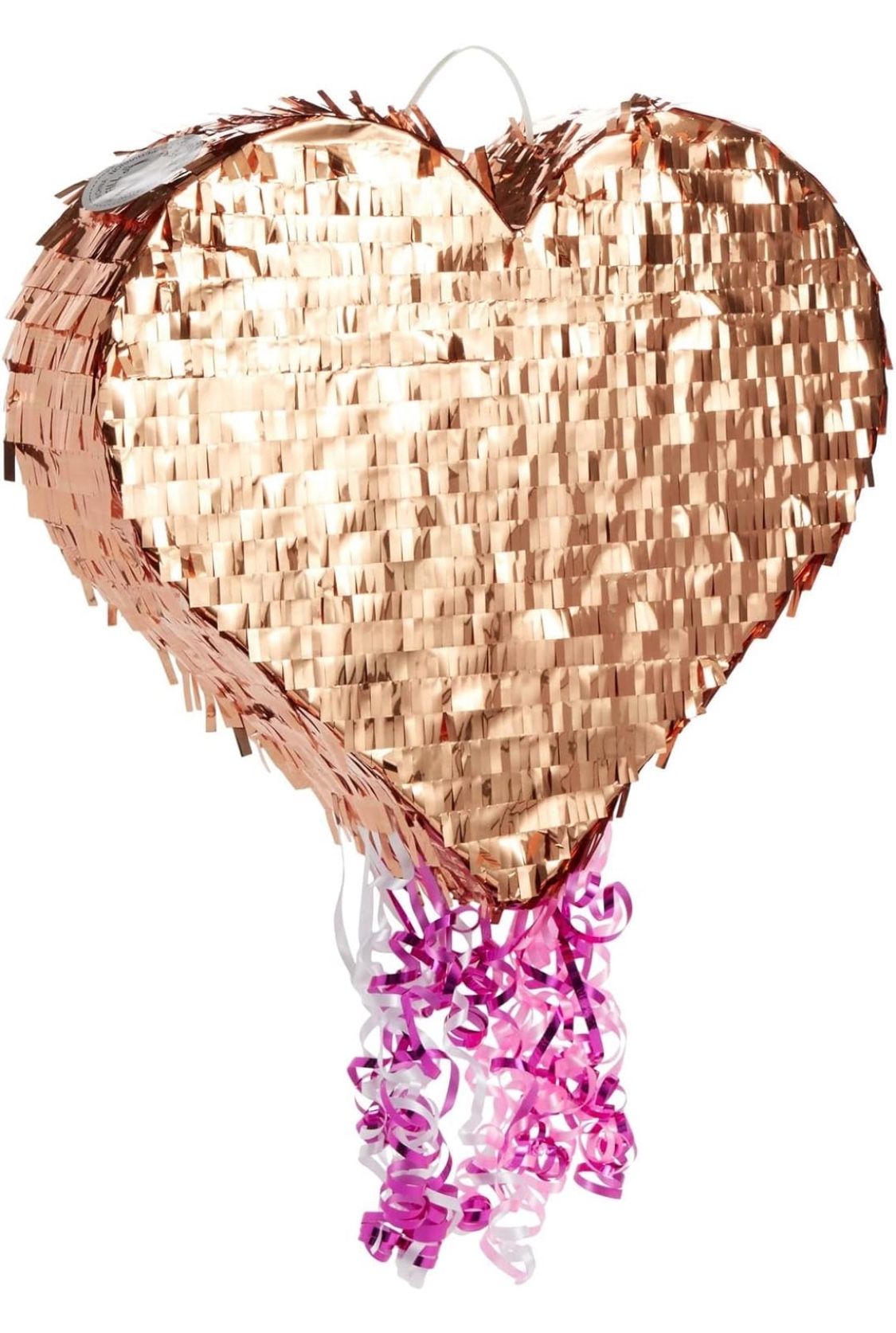 Sparkle and Bash Rose Gold Foil Pull String Heart Pinata, Ideal for Birthday Party Decorations & Supplies, Quinceanera, Valentine's Day (15.7 x 13 x 3