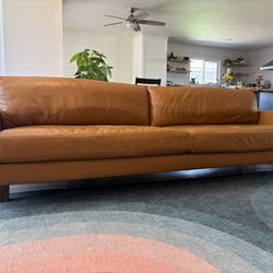 Room & Board Pierson 102” Camel Leather Sofa – Walnut Legs – Retail $5,299