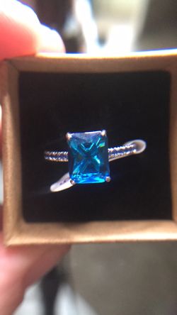 New Blue Aquamarine And Sapphire Ring Size 9