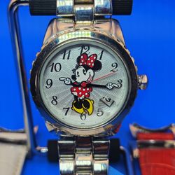 Vintage 1993 Disney Minnie Mouse 36mm Women's Quartz Watch Extra Leather Straps