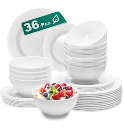 6 Sets Plates And Bowls Set(18 Piece) - Unbreakable Lightweight Dinnerware Set With 26 oz Cereal Bowls 8 inch Dessert Plates 10.5inch Dinner Plates Di