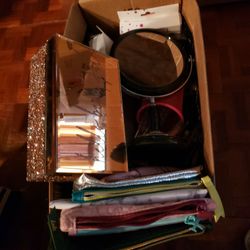 Big Box Of Make Up Brushes..mirror..jewelry Box