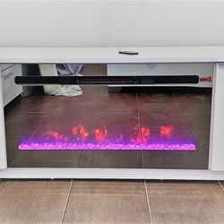 New Tv Stand Fireplace White Glossy 72”