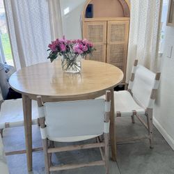 Round Table, 4 Chairs & Arched Cabinet