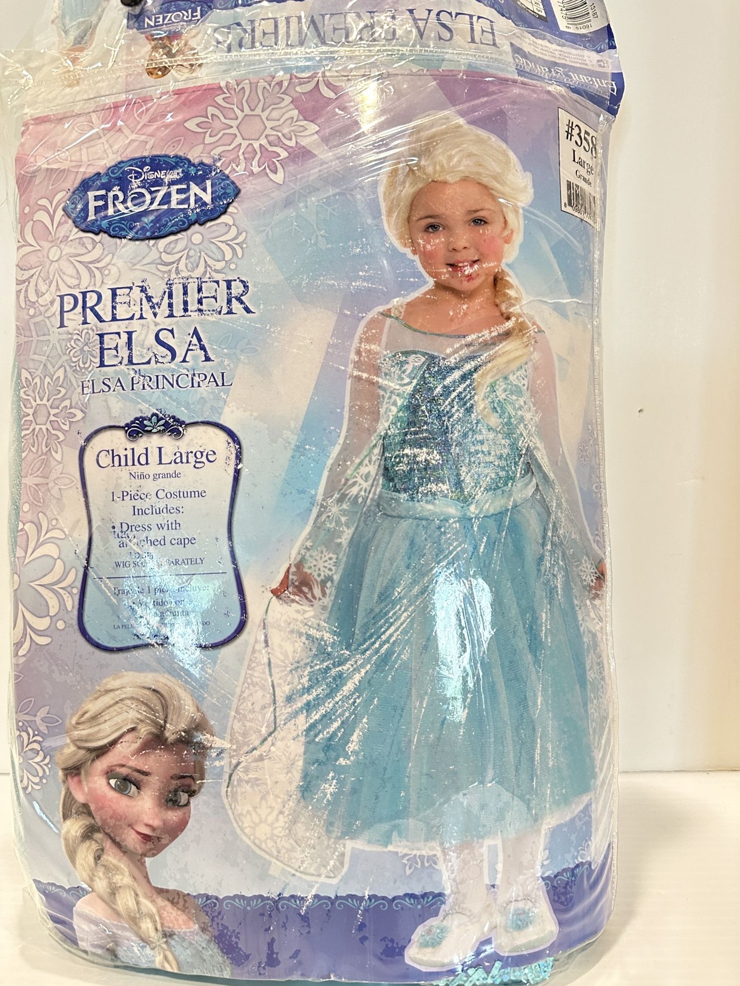 Disney Frozen Sparkly Premier Elsa Child Size Large  #358 - Dress w/ Cape. 