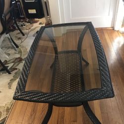 Wicker And Glass Coffee Table