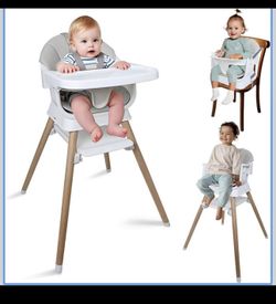 9 in 1 Convertible Baby High Chair with Booster, Wooden Highchair for Babies and Toddlers with Adjus