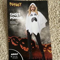 Brand New Halloween Ghost Poncho Adult Size