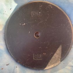 Cast Iron Steel Metal 50 Pound 50lb Single Gym Weight Plate (also Have 6 5 Lbs) And Dumbbells