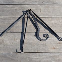 Set of 4 Hand-Forged Blacksmith Iron Fireplace Tools – 14" Hooks & Tongs Rustic

