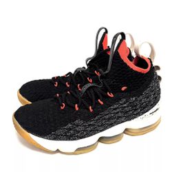 Nike LeBron 15 Basketball Shoes BlackBright Crimson Sock Knit Men 8.5