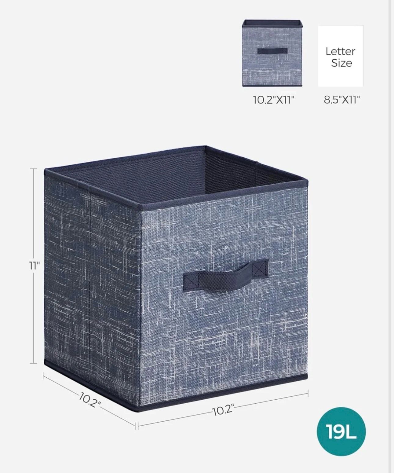SONGMICS 11" Storage Cubes Non-Woven Fabric Bins w/ Double Handles Set of 6 - Misty Blue