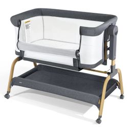 Jimglo 3 in 1 Baby Bassinet, Bedside Bassinet for Baby, Rocking Bassinet with Comfy Mattress