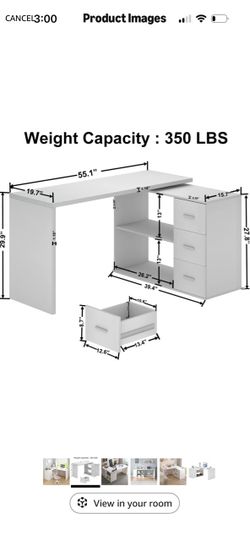 White L Shaped Computer desk