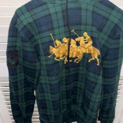 Polo Ralph Lauren Mens Green Triple Pony Player Fleece Sweatshirt Hoodie Sweater