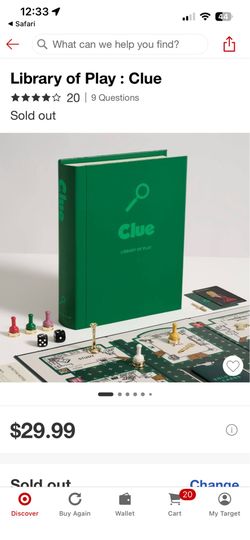 Clue Library of Play Board Game
