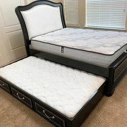 Princess Bed with Trundle and 2 Mattresses