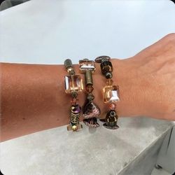 Swarovski Crystal Fall Colored Stacked Bracelets