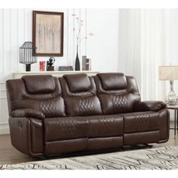 New 86” Top-Grain Genuine Leather Manual Reclining Sofa, 3-Seater $1379 Delivery Available
